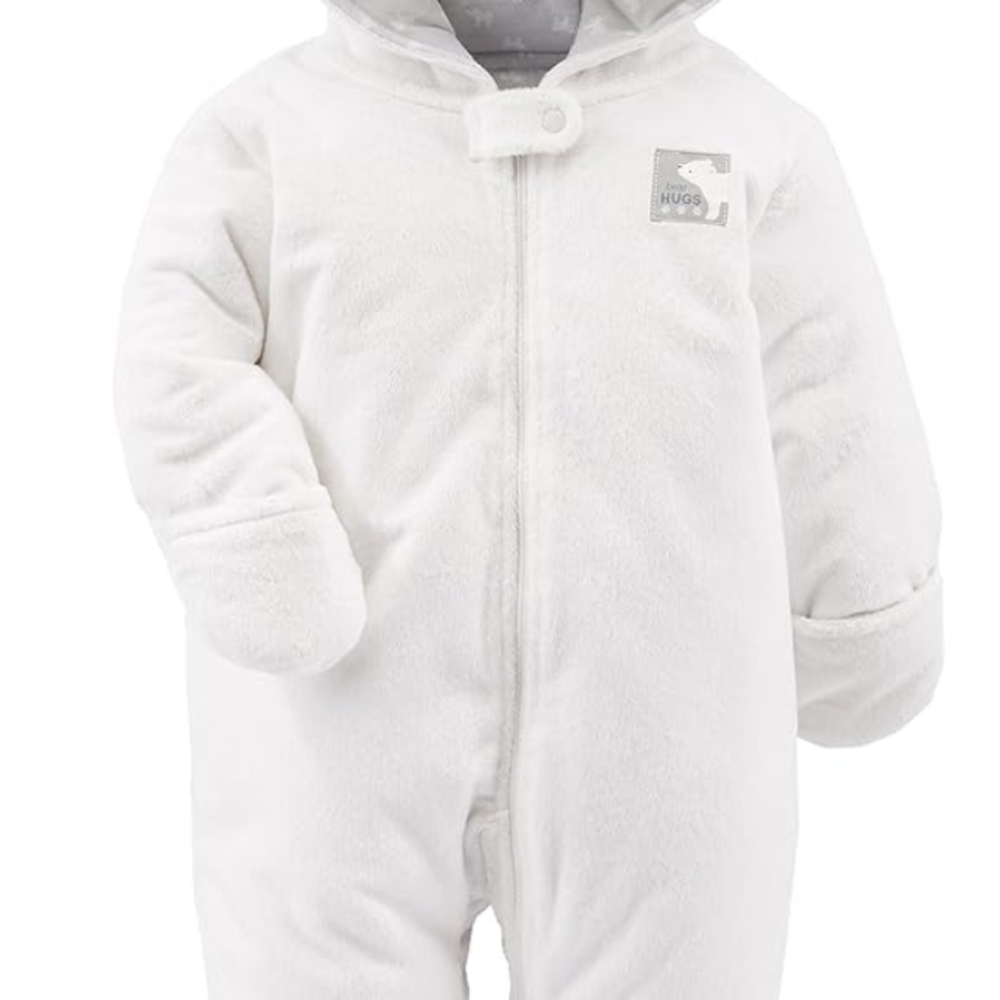 Hugs & Kisses Baby Snowsuit - White